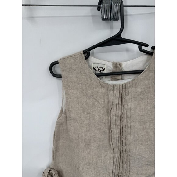 The Oaks Apparel Cotton Linen Blend Mini Dress Kids 7 Beige Lagenlook Minimalist - Picture 7 of 8